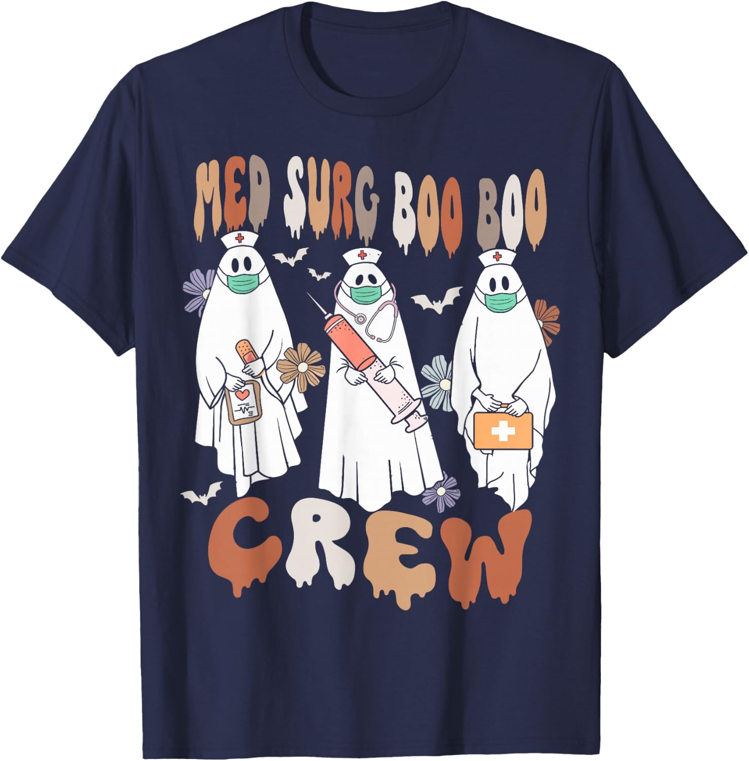 Med Surg Boo Crew Ghost Nurse Halloween Women T-Shirt - T-Shirt | Navy