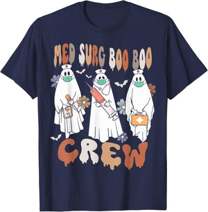 Med Surg Boo Crew Ghost Nurse Halloween Women T-Shirt - T-Shirt | Navy