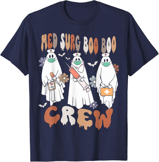 Med Surg Boo Crew Ghost Nurse Halloween Women T-Shirt - T-Shirt | Navy