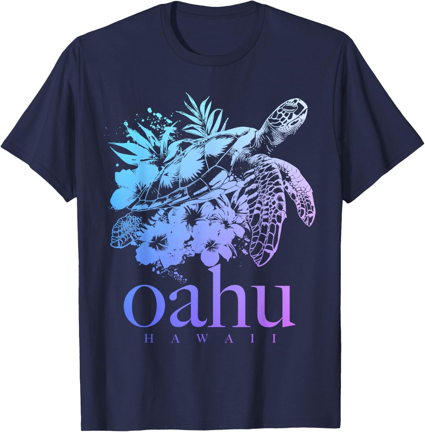Oahu Hawaii Sea Turtle Hawaiian Surfer Souvenir T-Shirt - T-Shirt | Navy