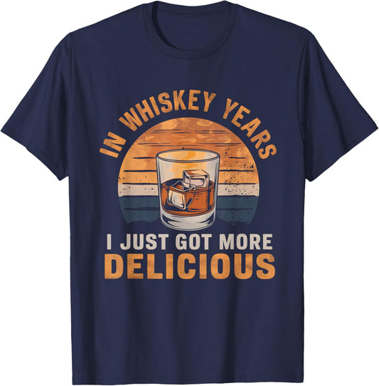 Vintage In Whiskey Years I Just Got More Delicious Whiskey T-Shirt - T-Shirt | Navy