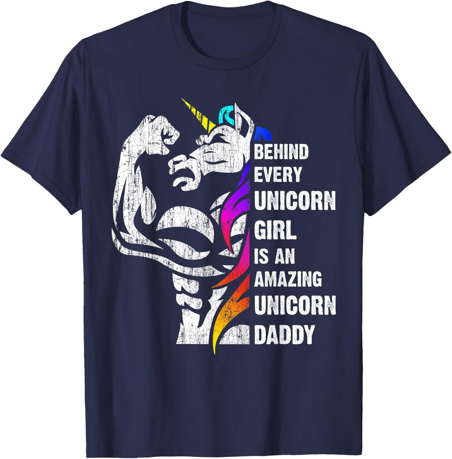 Unicorn Dad Dadacorn Dadicorn Daddycorn Inspirational Quote T-Shirt - T-Shirt | Navy