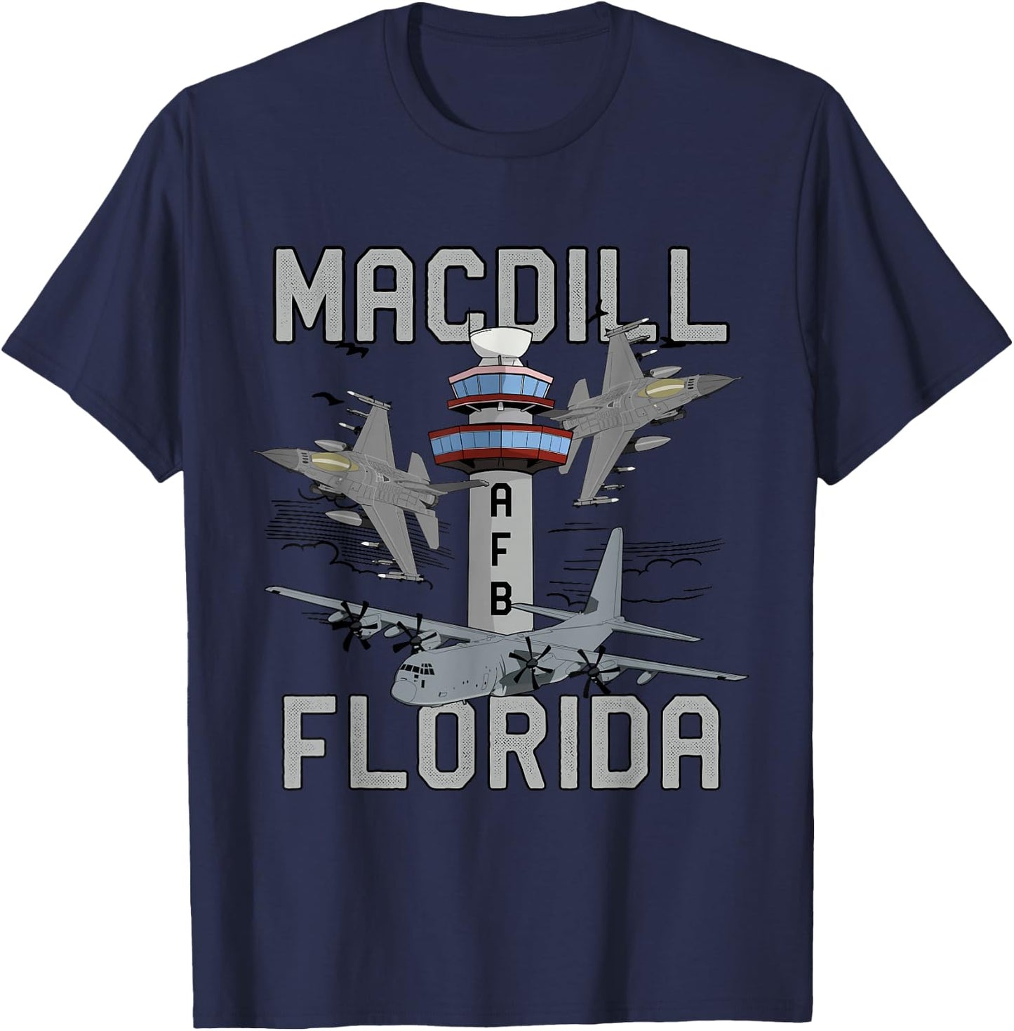 MacDill AFB Florida Air Force Base Fighter Jets Vintage T-Shirt - T-Shirt | Navy