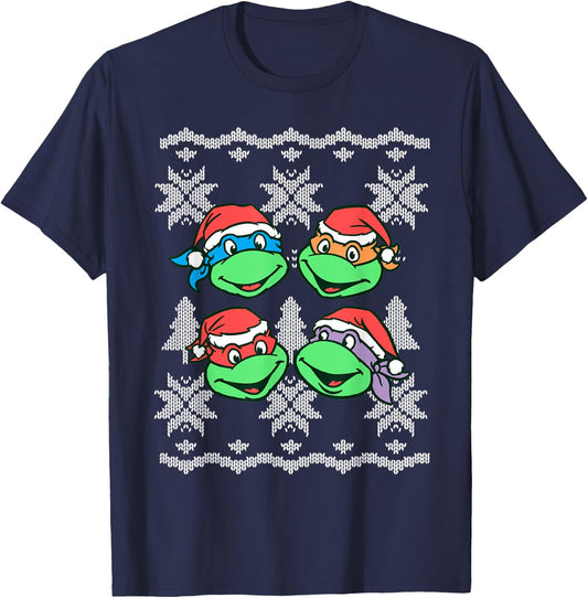 Teenage Mutant Ninja Turtles Christmas Sweater T-Shirt - T-Shirt | Navy