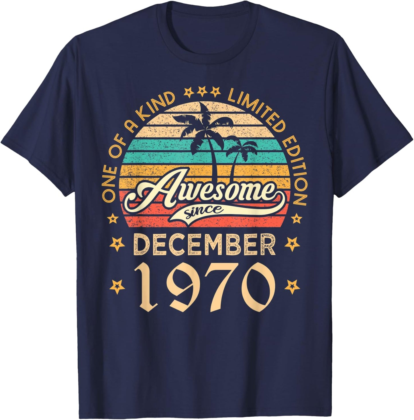 Awesome Since December 1970 Limited Edition Vintage Birthday T-Shirt - T-Shirt | Navy