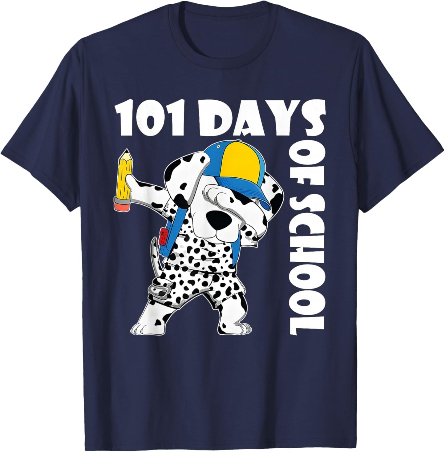 Happy 101 Days School Cute Dog 100 Days Dab Teacher Student T-Shirt - T-Shirt | Navy
