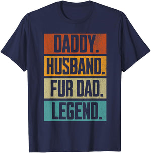 Retro Daddy Husband Fur Dad for Dog Dads and Cat Dads 70s Women T-Shirt - T-Shirt | Navy