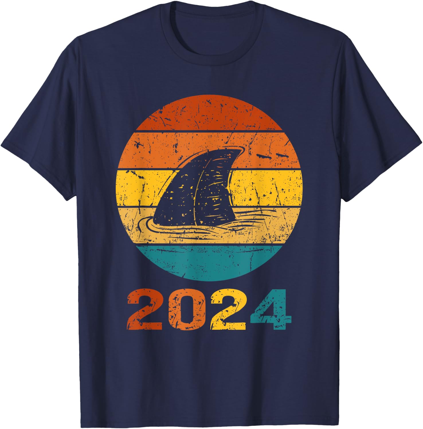 2024 Shark Fin Lover Week Animal Sea Ocean Matching Summer T-Shirt - T-Shirt | Navy
