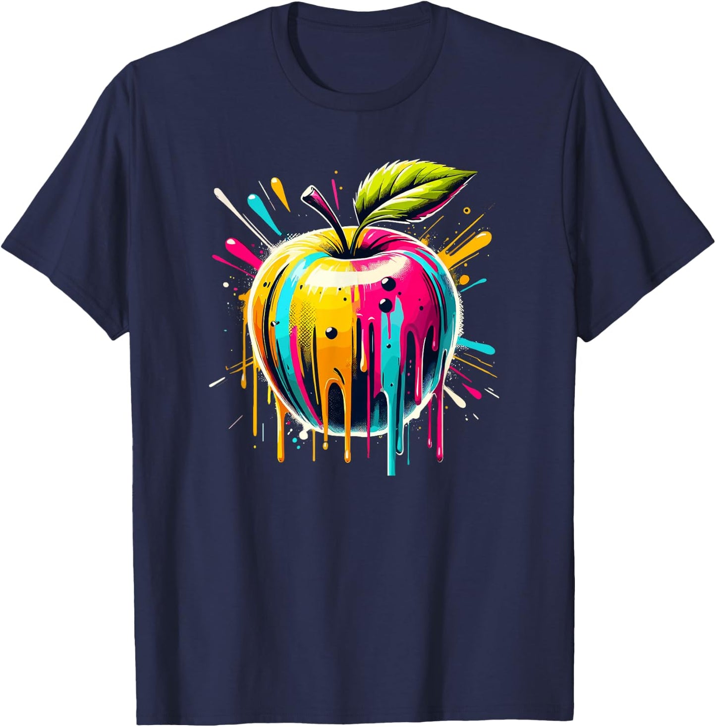 Colorful Pop Art Apple Apples T-Shirt - T-Shirt | Navy