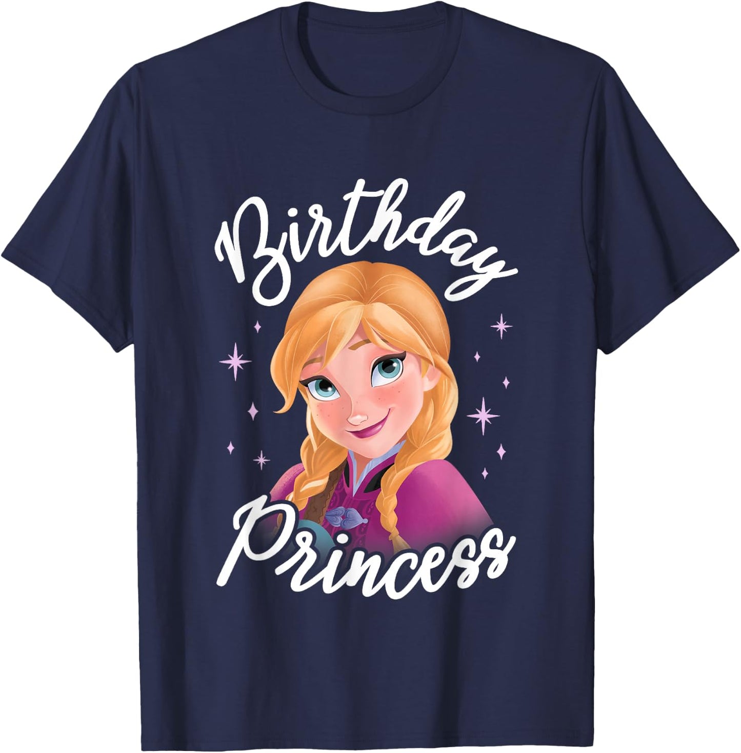 Disney Frozen Birthday Princess Cute Anna Big Chest Portrait T-Shirt - T-Shirt | Navy