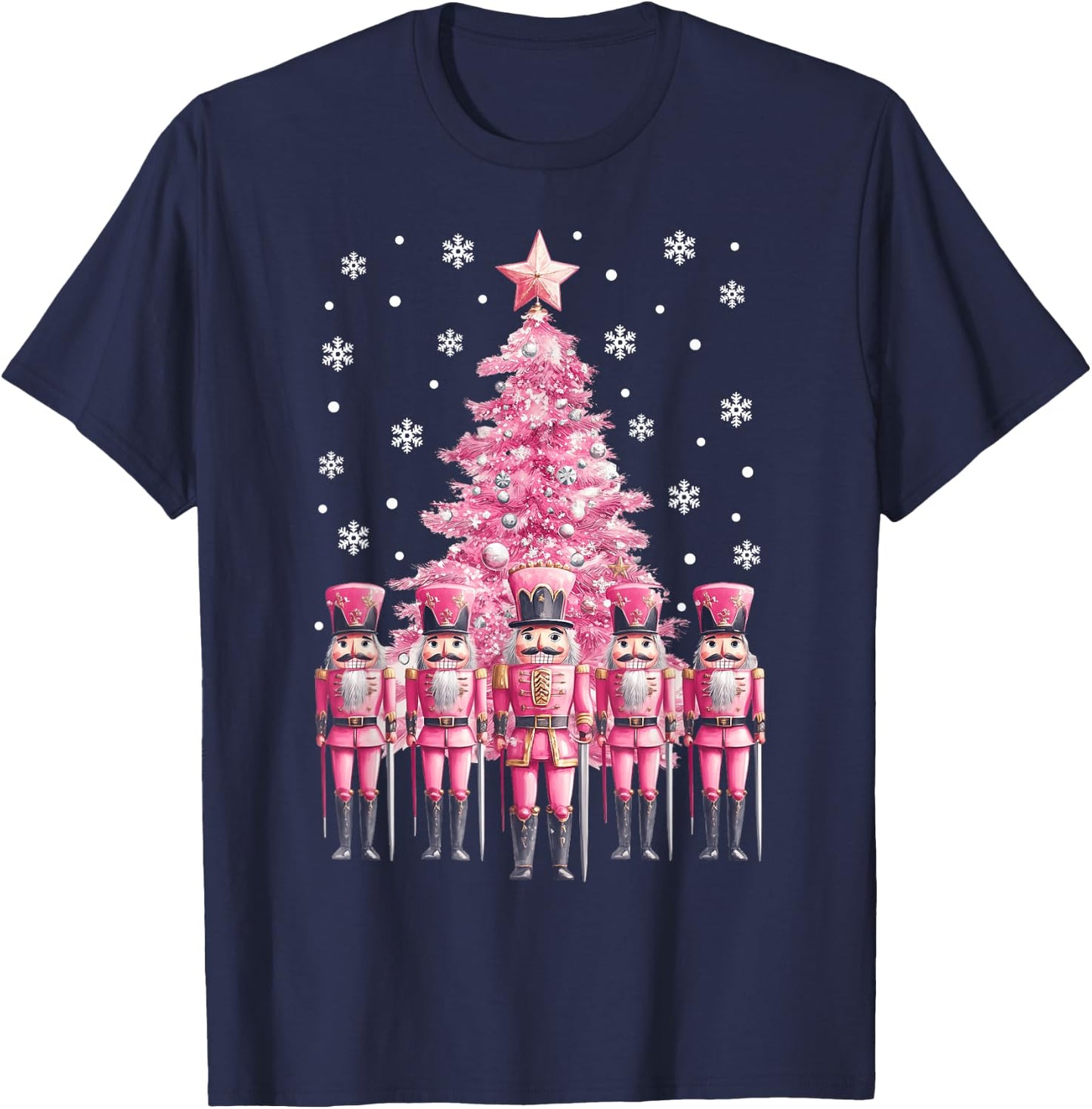 Pink Christmas Nutcracker Christmas Tree Christmas 2024 T-Shirt - T-Shirt | Navy