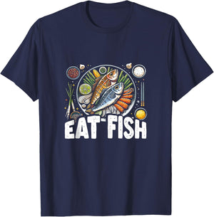 Funny Pescatarian Fishing Fisherman Gift - Eat Fish T-Shirt - T-Shirt | Navy