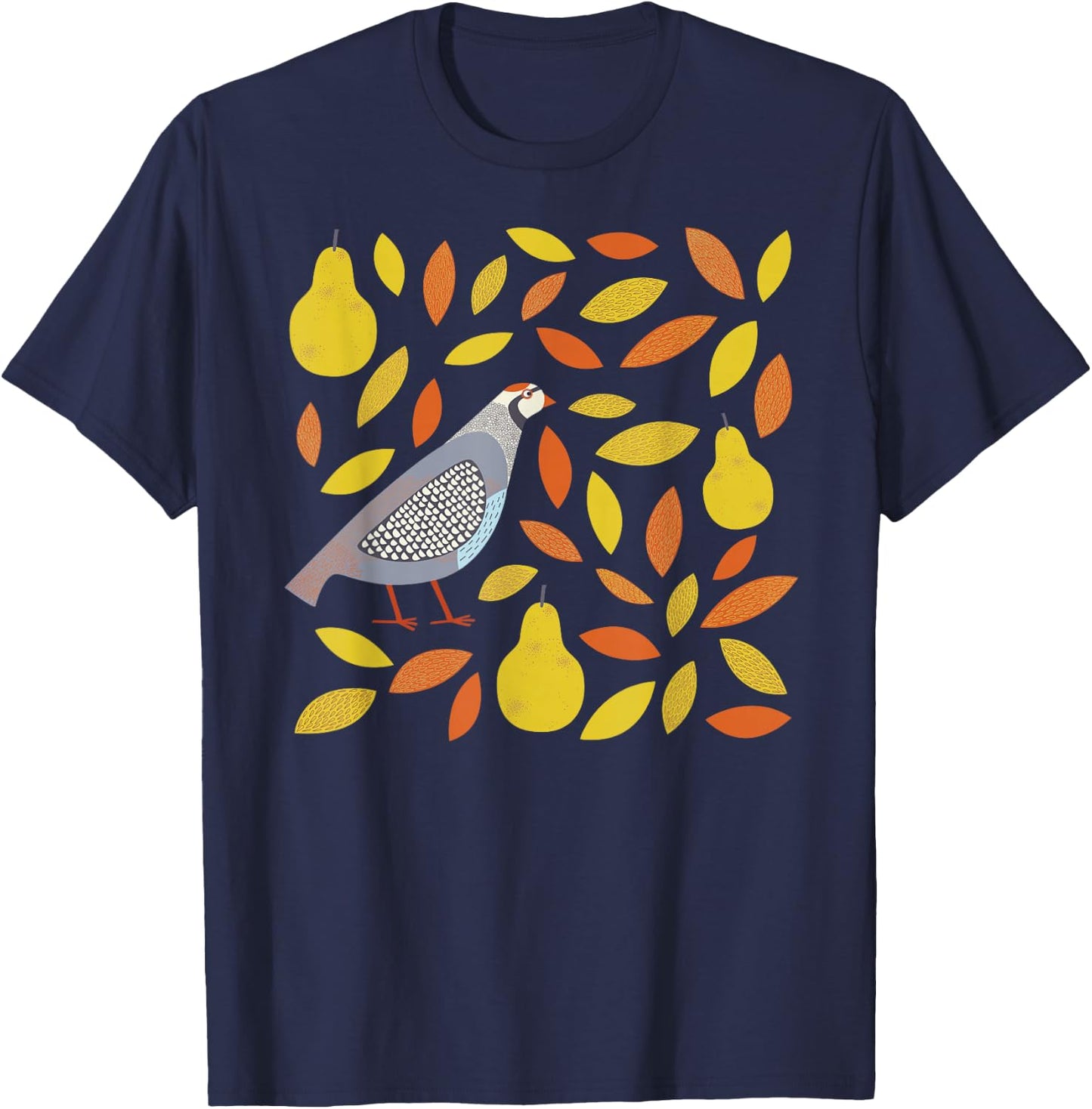 Threadless Nic Squirrell Partridge in A Pear Tree Graphic T-Shirt - T-Shirt | Navy