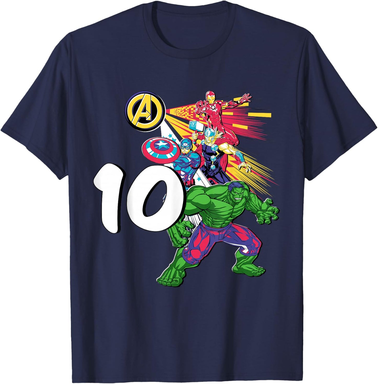 Marvel Super Heroes Avengers 10 Year Old Tenth Birthday T-Shirt - T-Shirt | Navy