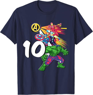 Marvel Super Heroes Avengers 10 Year Old Tenth Birthday T-Shirt - T-Shirt | Navy