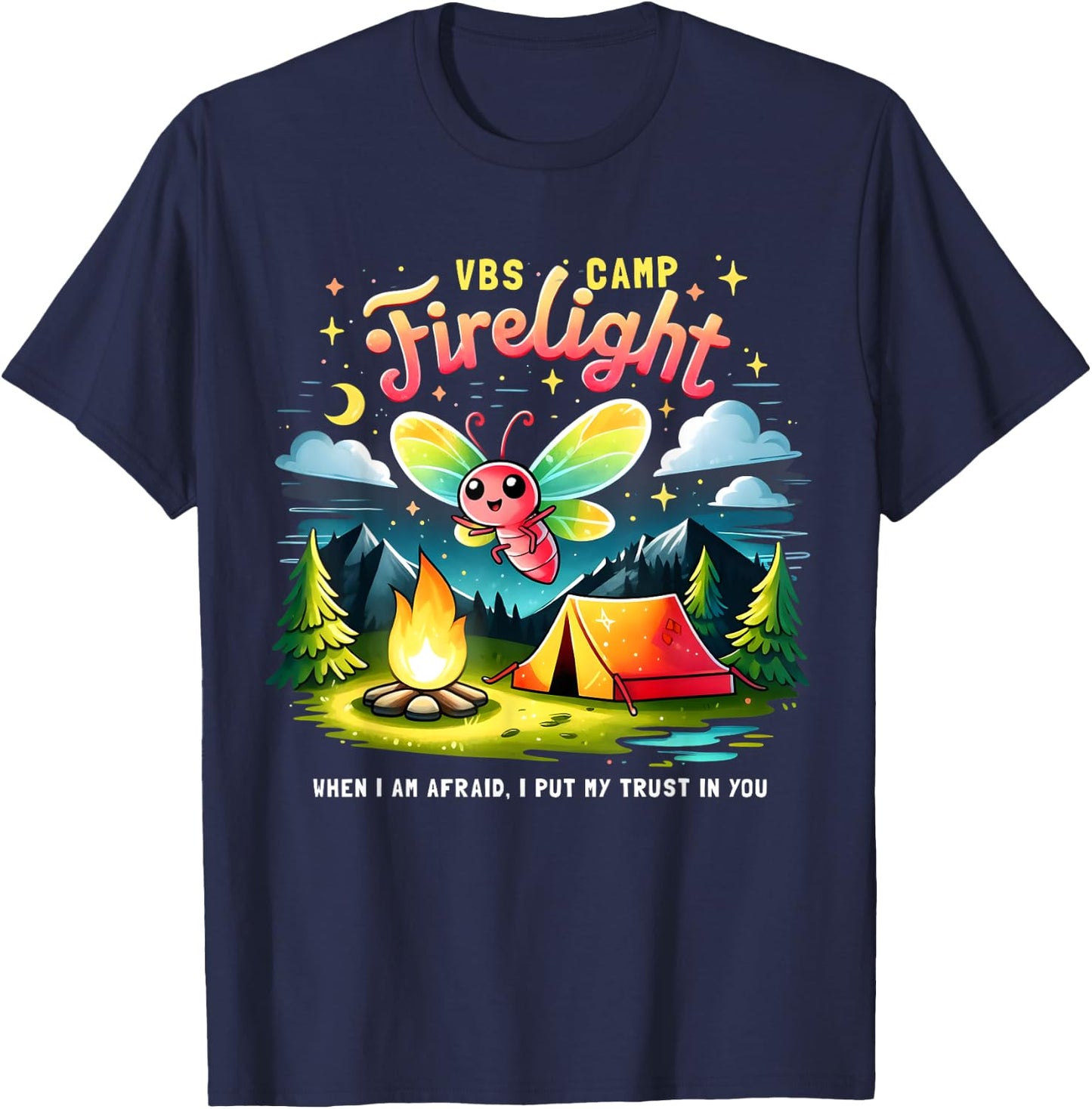 Camp Firelight VBS Camp Firework 2024 Vacation Bible School T-Shirt - T-Shirt | Navy
