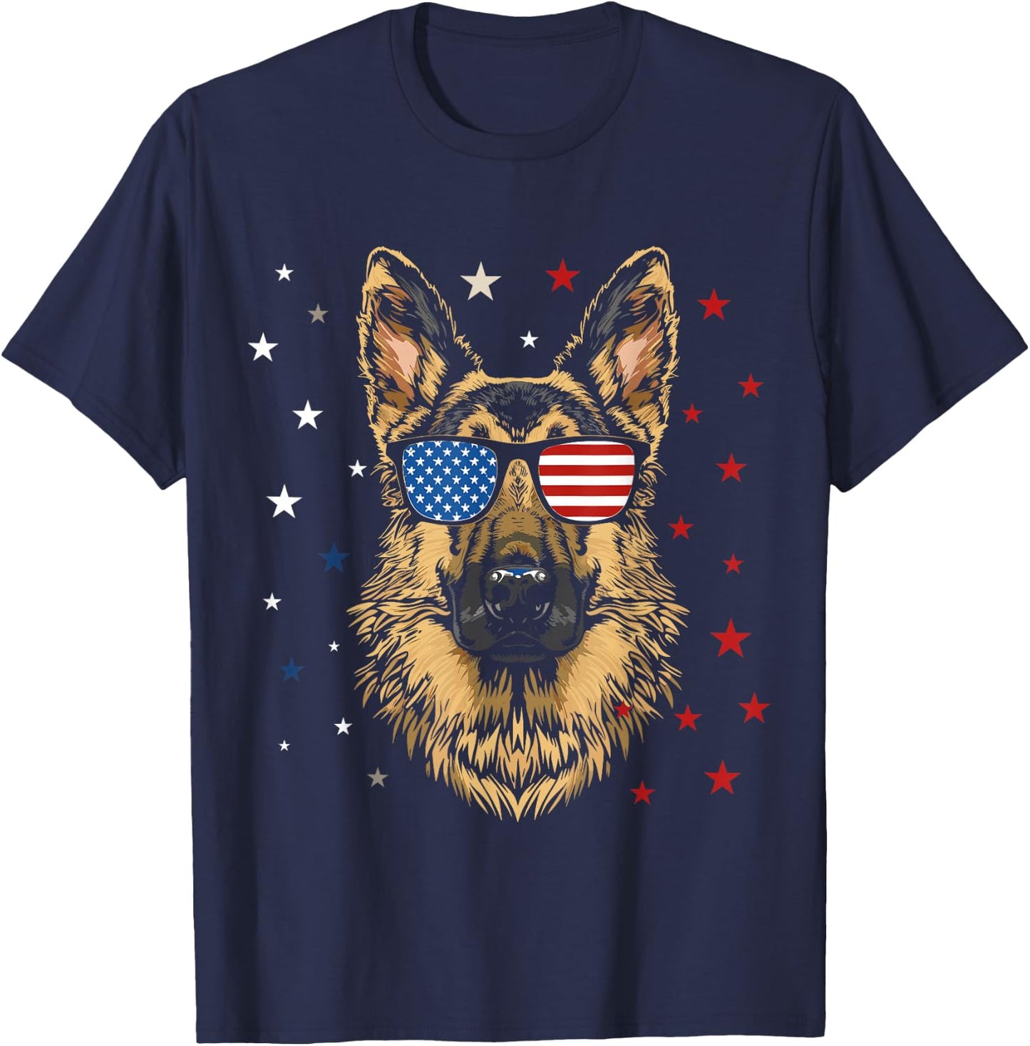 Patriotic American German Shepherd USA Flag Dog 4th Of July T-Shirt - T-Shirt | Navy