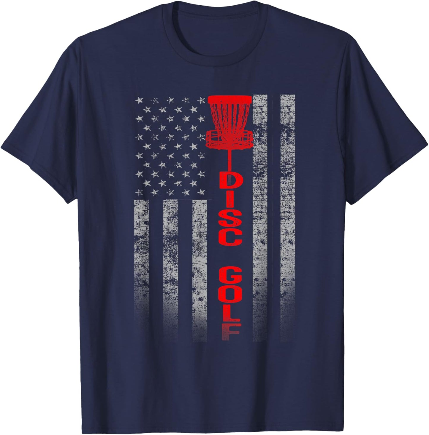 Disc Golf Basket Flag Design - Gift Disc Golfers T-Shirt - T-Shirt | Navy