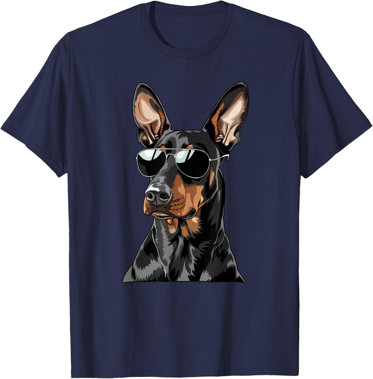 Doberman Pinscher Dog Sunglasses T-Shirt - T-Shirt | Navy