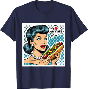 I Love Heart Big Glizzies Glizzy Gobbler Retro Pop Art Funny T-Shirt - T-Shirt | Navy