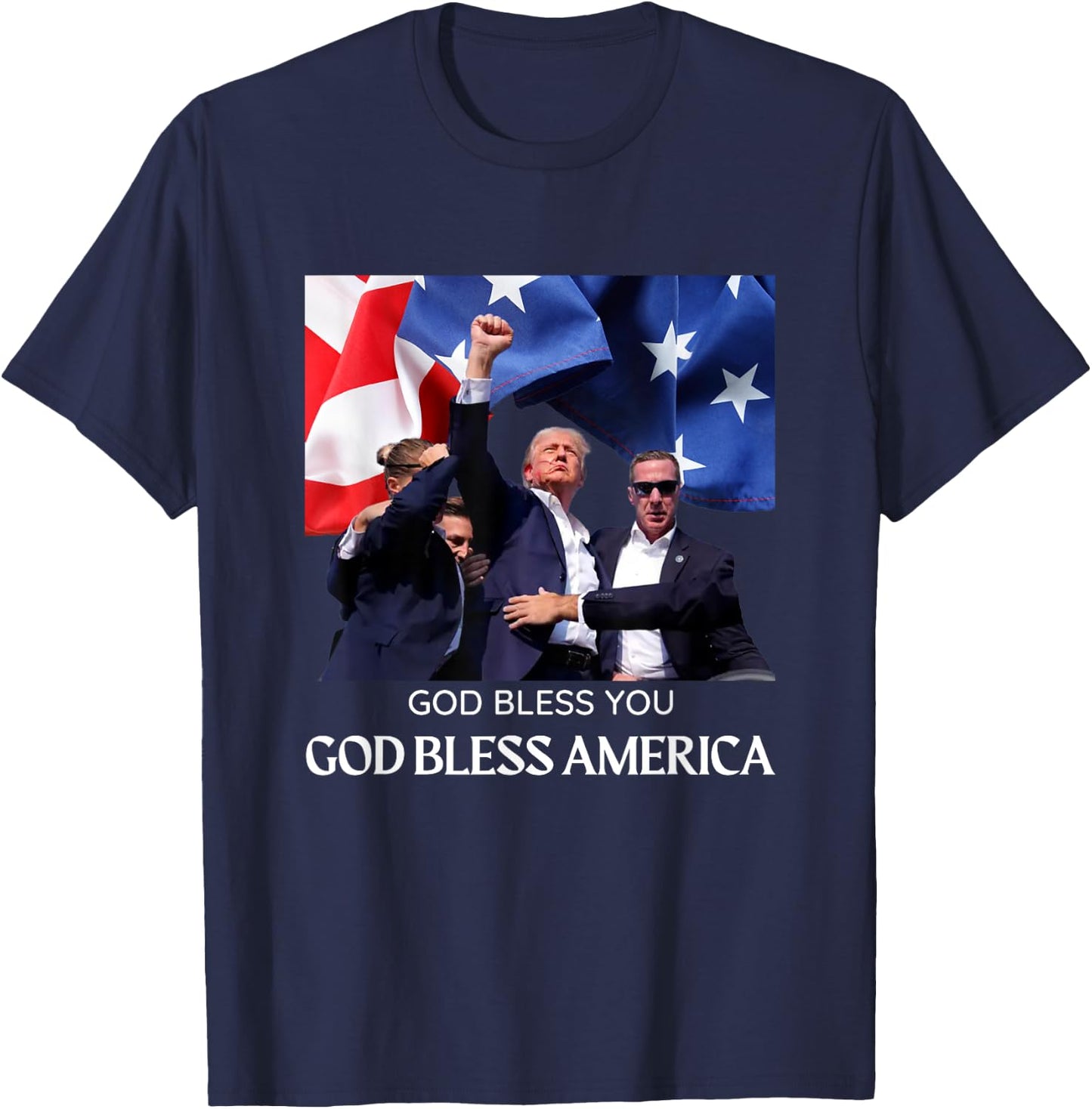 Donald Trump 2024 God Bless You - God Bless America T-Shirt - T-Shirt | Navy