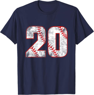 20 Year Old Baseball Player Sports 20 Jersey 20th Birthday T-Shirt - T-Shirt | Navy