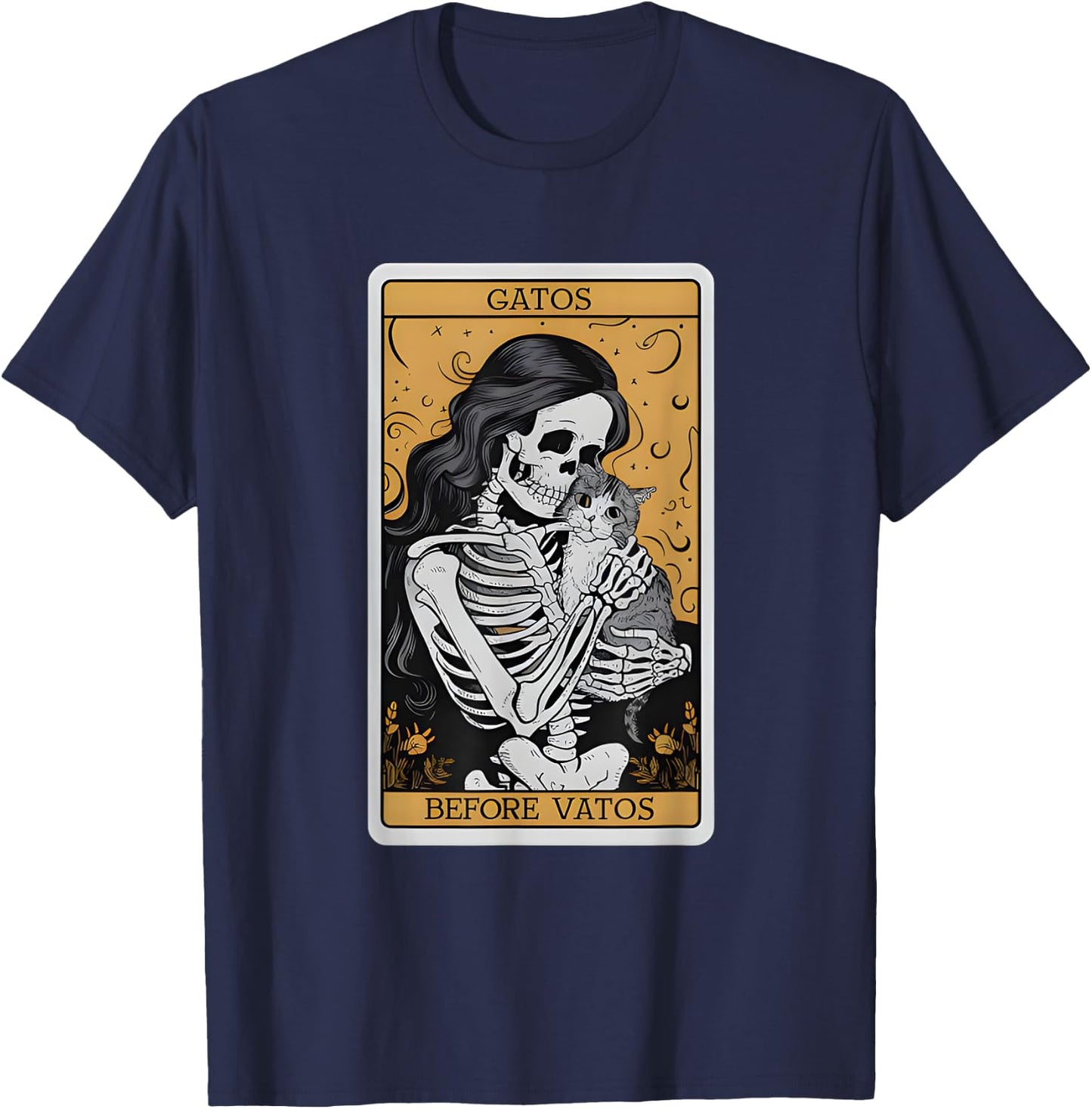 Gatos Before Vatos Funny Cat Tarot Card Cat Lady Cat Mom T-Shirt - T-Shirt | Navy