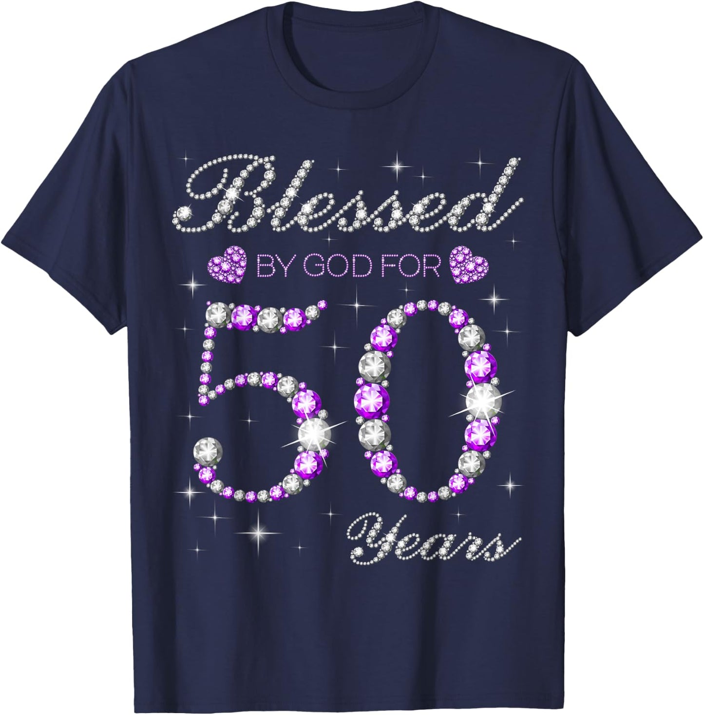 Blessed By God For 50 Years Old 50th Birthday Party B-day T-Shirt - T-Shirt | Navy