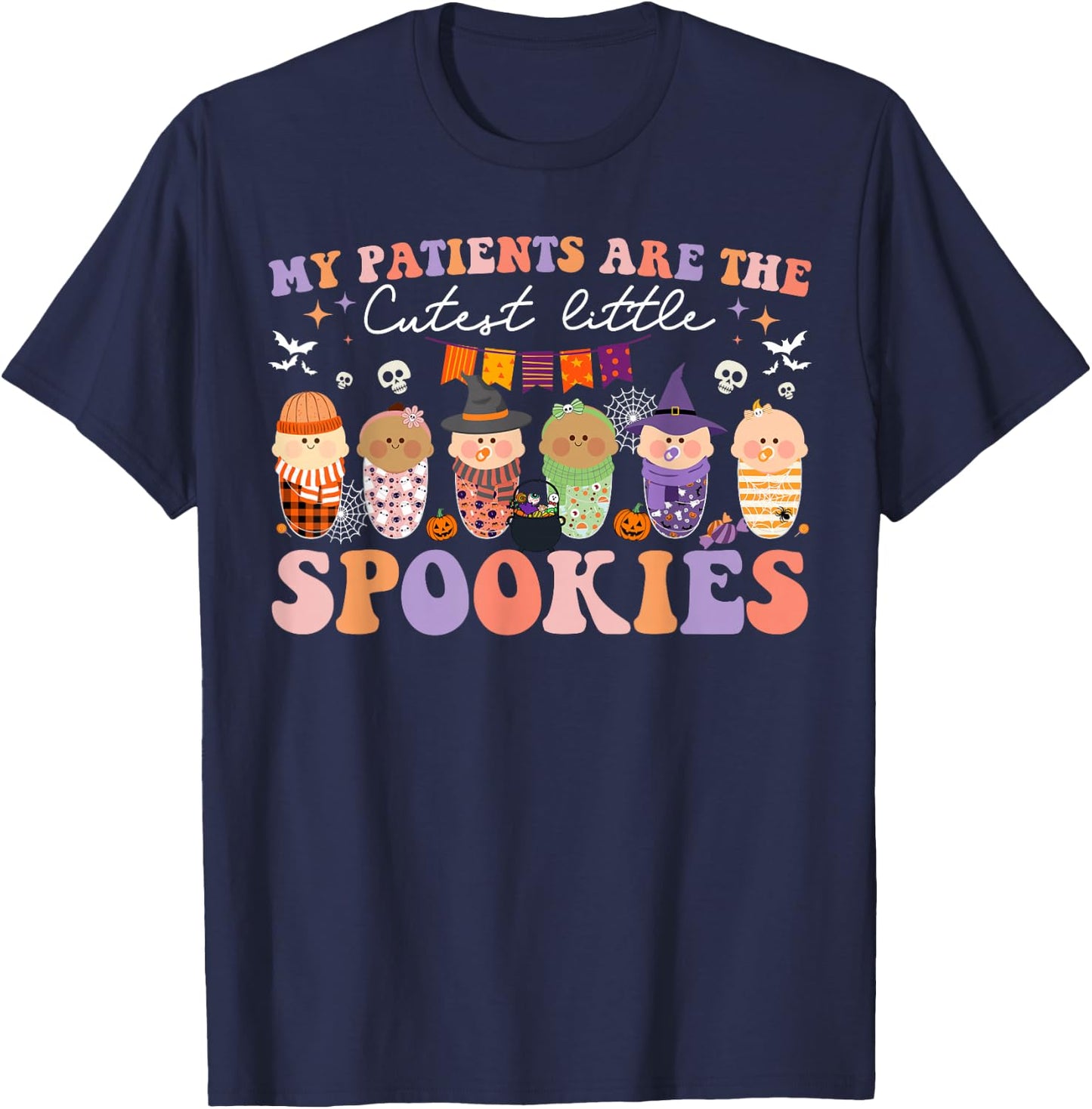 My Patients Are Cutest Spooky L&D NICU Mother Baby Halloween T-Shirt - T-Shirt | Navy
