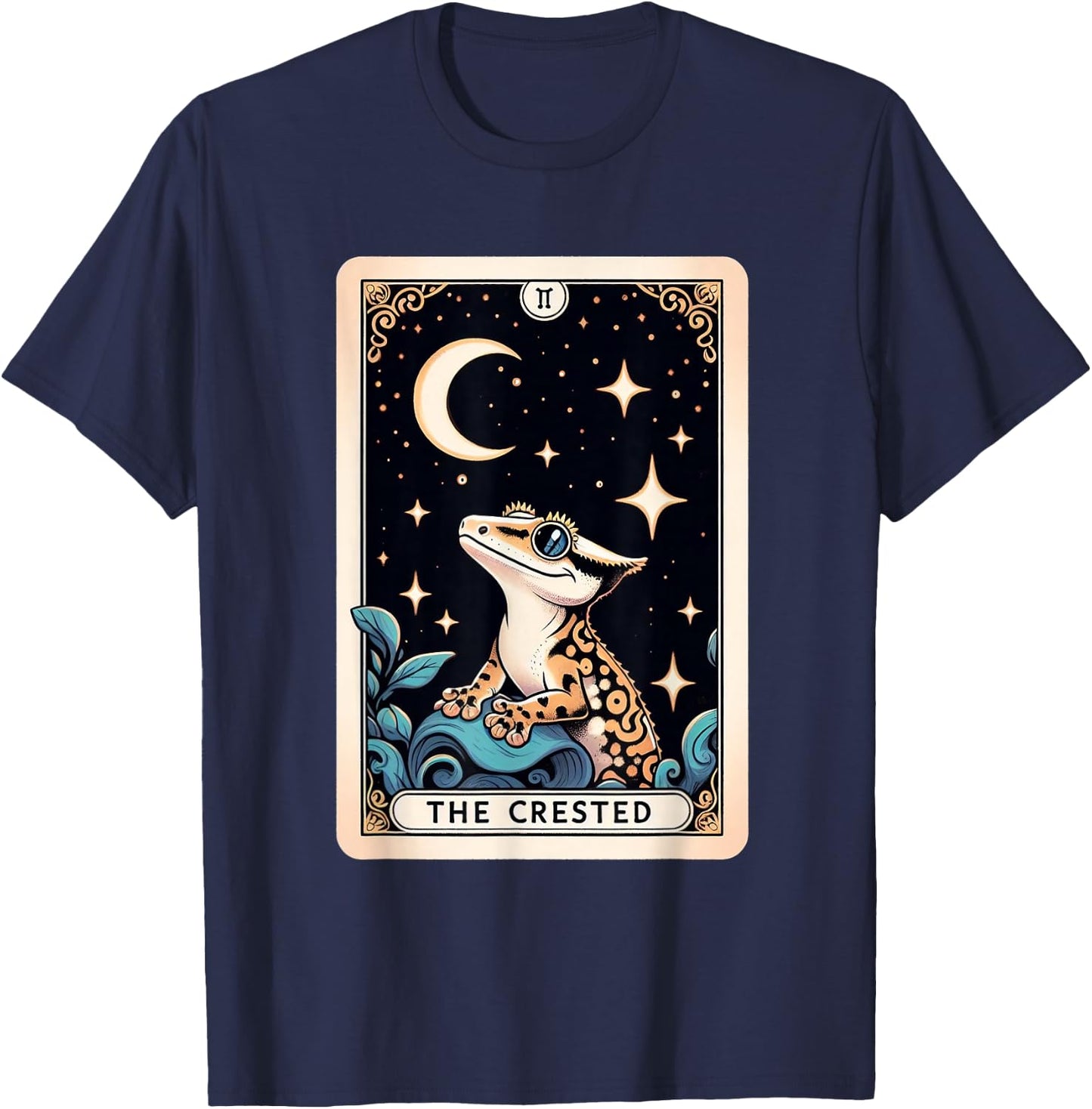 Crested Gecko Tarot Card Moon Men Women Kids Reptile Lover T-Shirt - T-Shirt | Navy