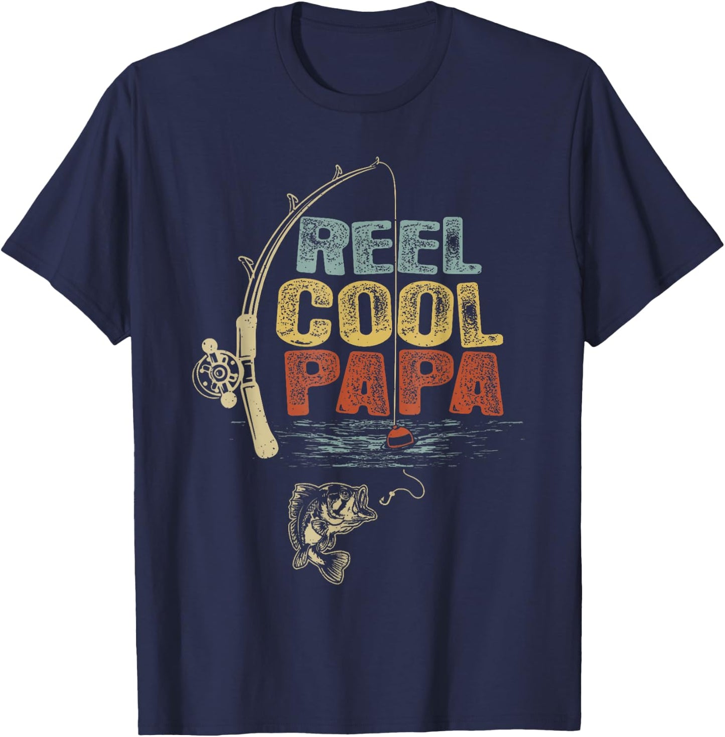 Funny Fisherman Vintage Reel Cool Papa Father Day T-Shirt - T-Shirt | Navy