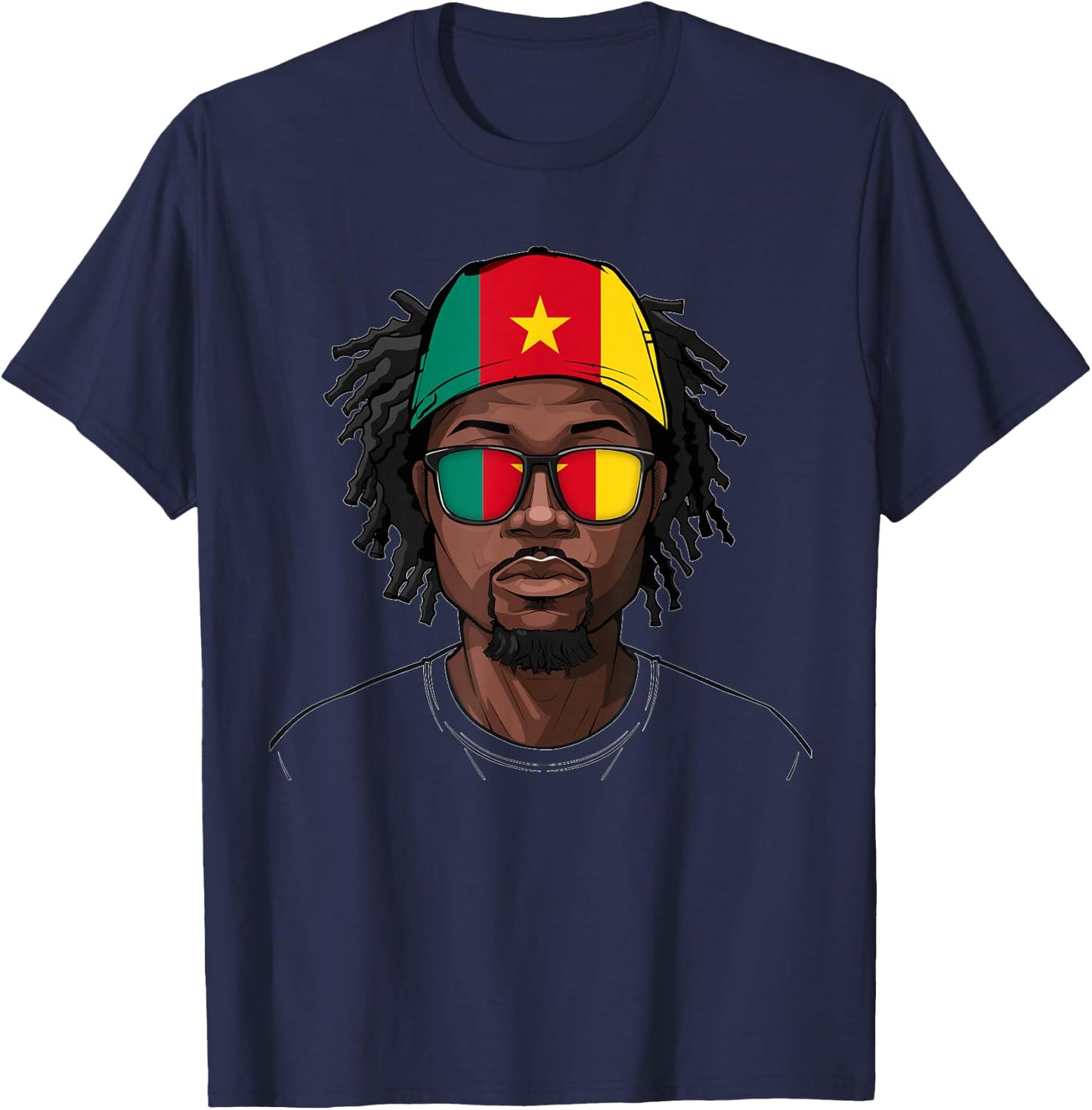 Cameroonian Flag Souvenirs Man Uniform Cap Boy Cameroon T-Shirt - T-Shirt | Navy
