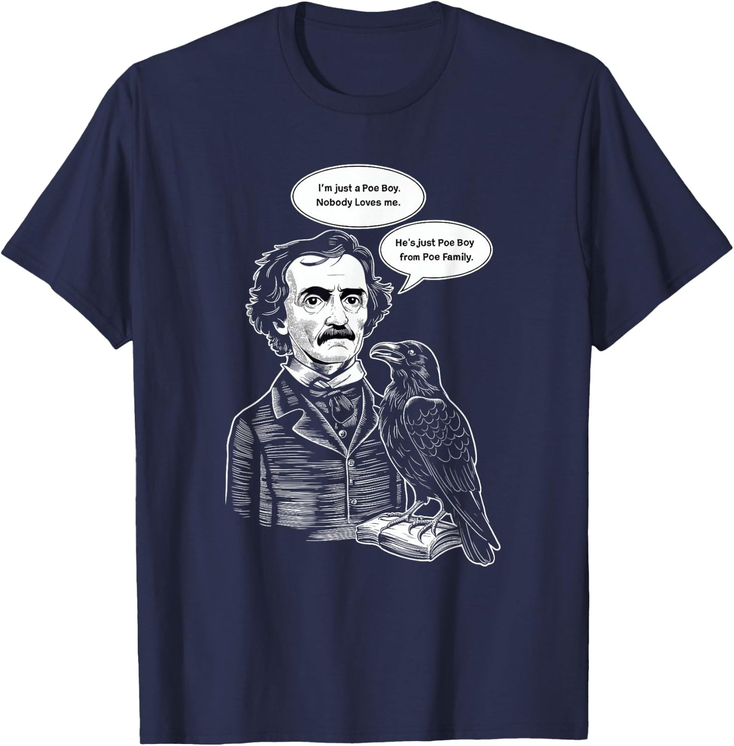 Edgar Allan Poe Fan Classic Literature Literary Figure T-Shirt - T-Shirt | Navy