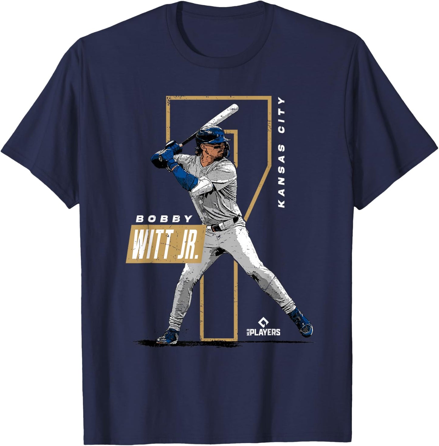 Bobby Witt Jr. | Kansas City Baseball Players | MLBWIT3002 T-Shirt - T-Shirt | Navy