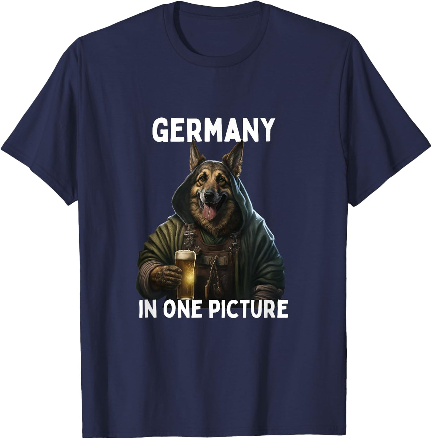 Germany in one Picture Funny German Shepherd drinking beer T-Shirt - T-Shirt | Navy