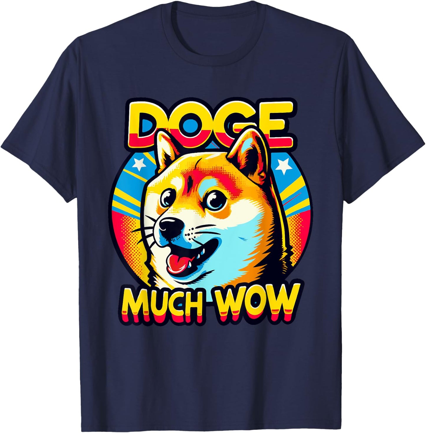 Meme Culture Doge Much Wow Vibrant Dog Lover T-Shirt - T-Shirt | Navy