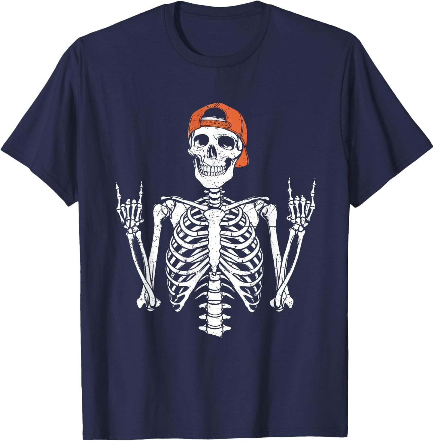 Rocker Skeleton Cap Skater Halloween Rock Boys Kids T-Shirt - T-Shirt | Navy