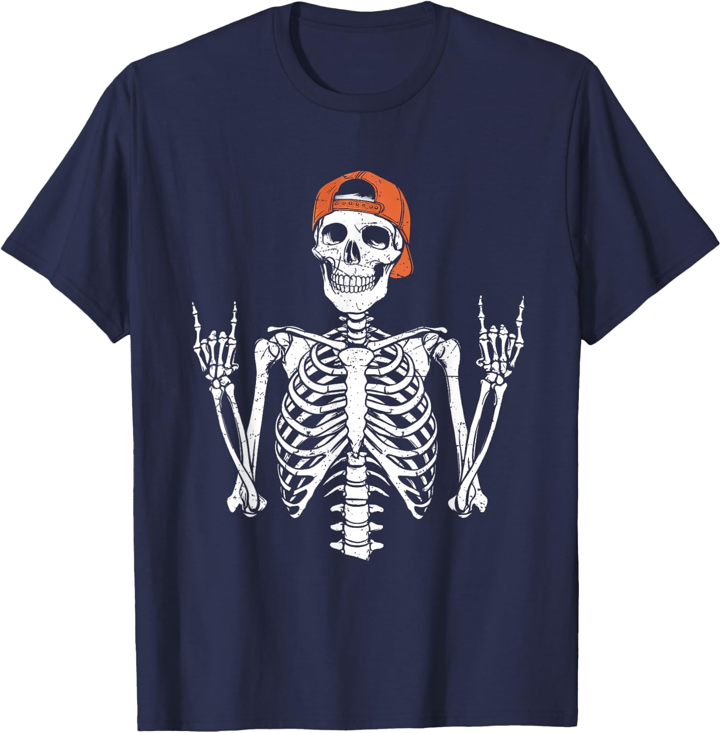 Rocker Skeleton Cap Skater Halloween Rock Boys Kids T-Shirt - T-Shirt | Navy
