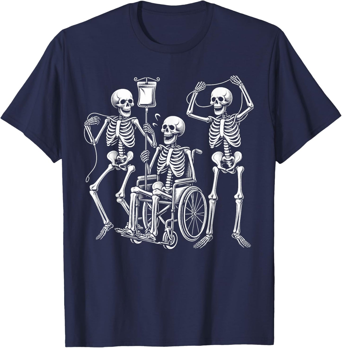 Nurse Skeletons Funny Halloween Hospital Healthcare Crew T-Shirt - T-Shirt | Navy