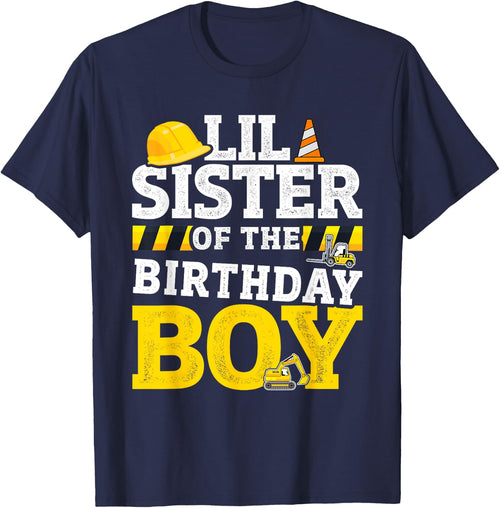 Lil sister birthday boy matching family construction party