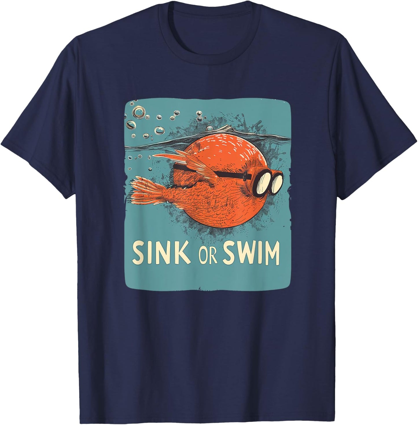Sink or swim fish with glasses Costume for funny Idiom Fans T-Shirt - T-Shirt | Navy
