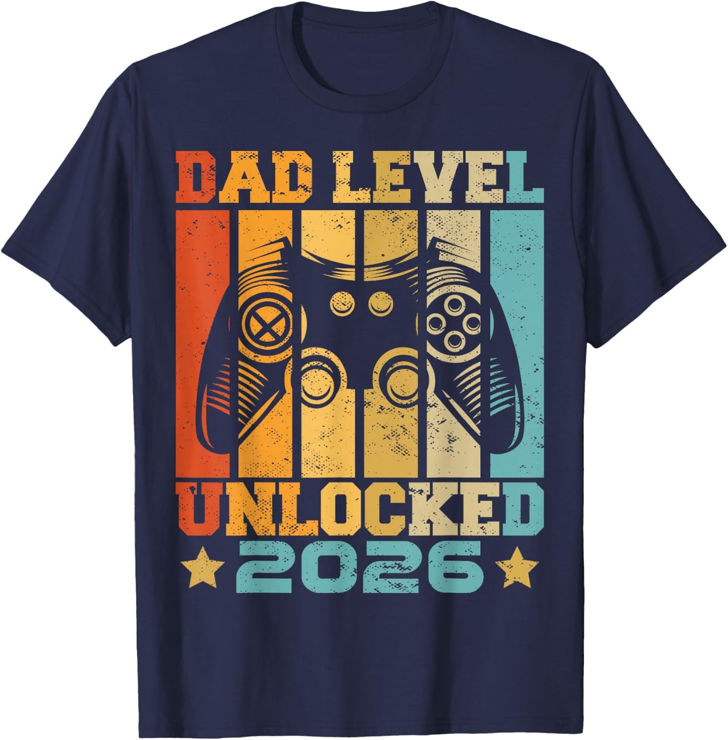 Dad Level Unlocked 2026 Baby Announcement Daddy Gaming T-Shirt - T-Shirt | Navy