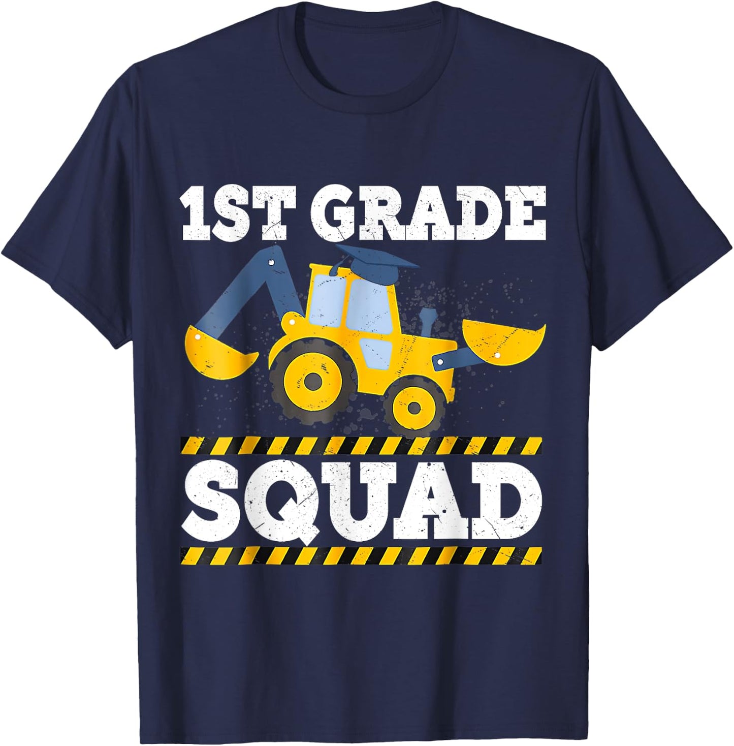 Construction Truck 1st Grade Squad Crew Excavator Graduation T-Shirt - T-Shirt | Navy
