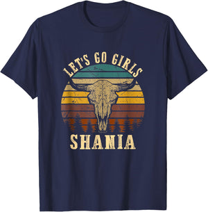 Retro Let Go Girls Shania Cowgirl Western Rodeo Bulls Skull T-Shirt - T-Shirt | Navy