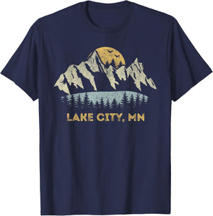 Lake City Minnesota Mountain Sunset Sunrise MN T-Shirt - T-Shirt | Navy