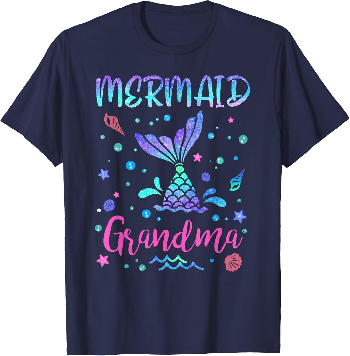 Birthday Mermaid Grandma Matching Family Bday Party Squad T-Shirt - T-Shirt | Navy