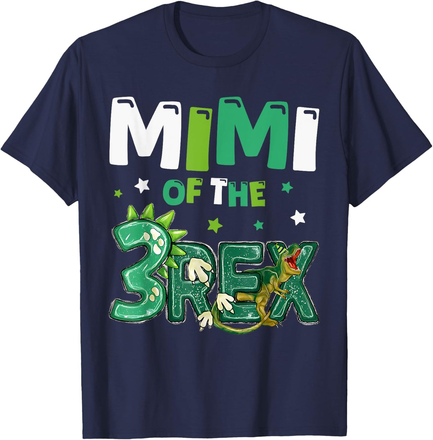 Mimi of the Three Rex Birthday Dinosaur Family Matching T-Shirt - T-Shirt | Navy