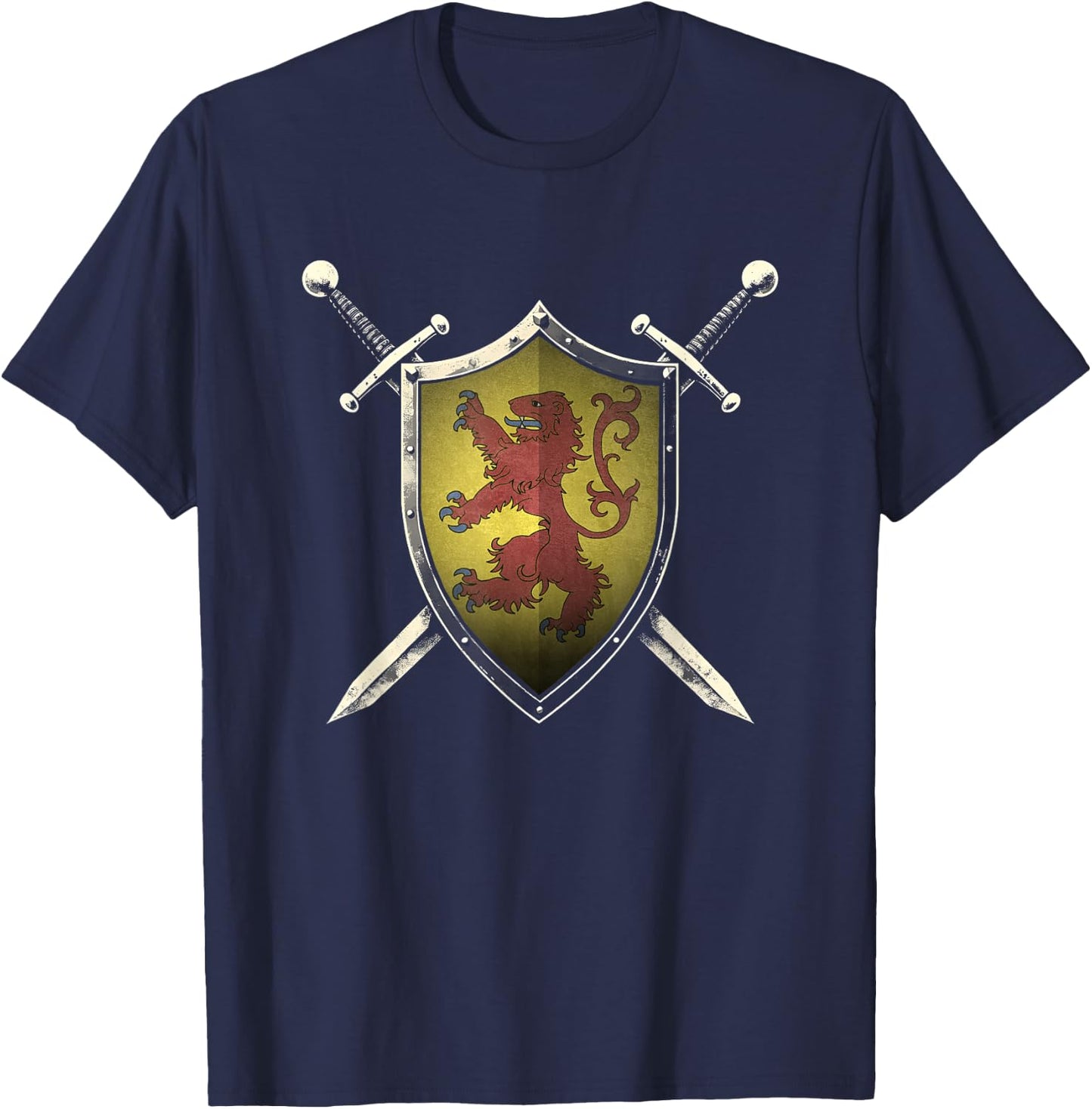 Scotland Medieval Knight Shield Scottish Flag T-Shirt - T-Shirt | Navy