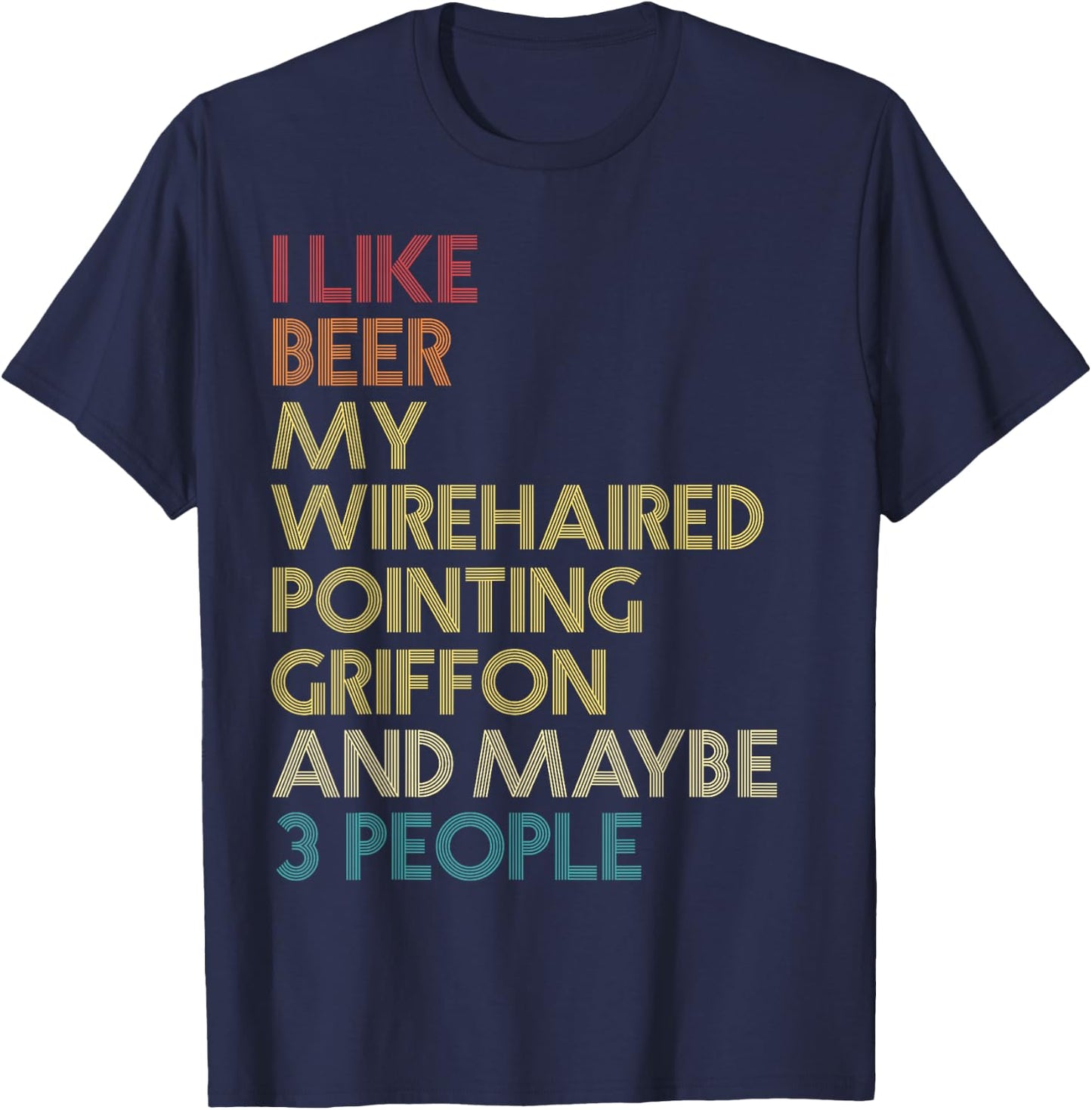 Wirehaired Pointing Griffon Dog Owner Beer Vintage Retro T-Shirt - T-Shirt | Navy