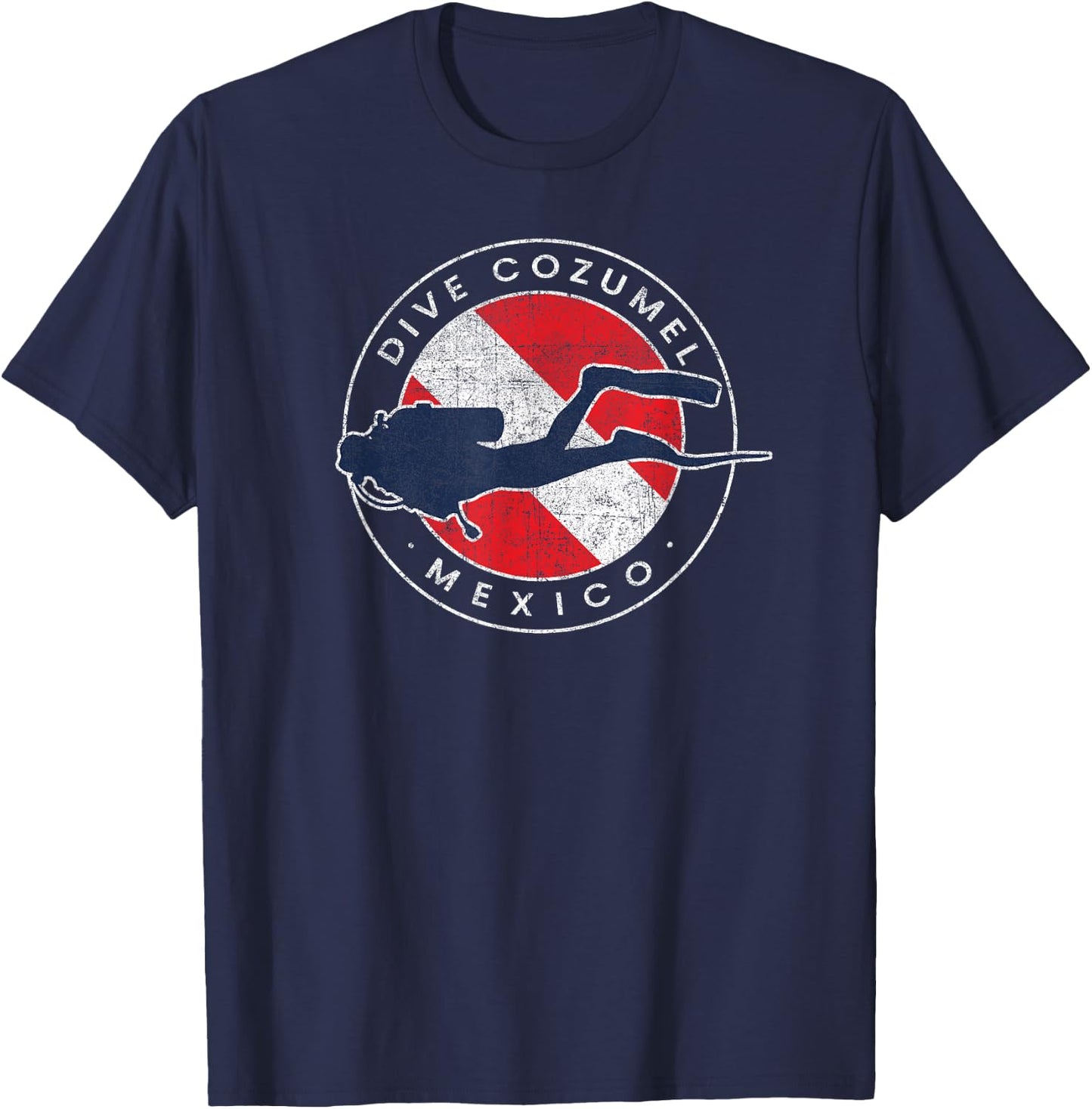 Retro Cozumel Mexico Scuba Dive Vintage Dive Flag Diving T-Shirt - T-Shirt | Navy